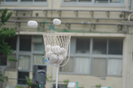 A basket full of balls. Shooting Location: Kanagawa Ward, Yokohama Cityの写真素材