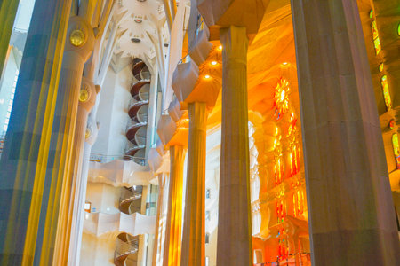 Cathedral interior and spiral staircase. Shooting Location: Barcelona, ??Spainの写真素材