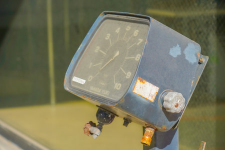 Close-up of rusty analog gauges.の写真素材