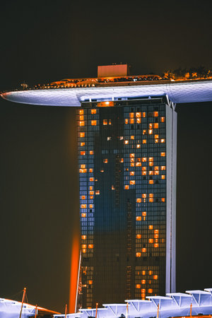 Singapore night view building. Shooting Location: Singapore