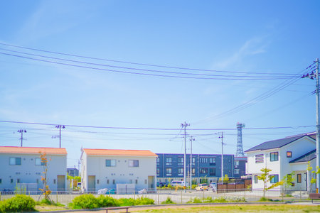 Residential area in Wakabayashi Ward, Sendai City. Shooting Location: Sendai City, Miyagi Prefectureの写真素材