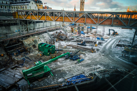 Urban redevelopment construction site. Shooting Location: Stockholm, Swedenの写真素材