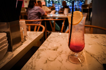 Lemon drink at the cafe. Shooting Location: Chuo Ward, Tokyoの写真素材