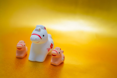 White horse and foal in the year of the horse. Shooting Location: Kanagawa Ward, Yokohama Cityの写真素材