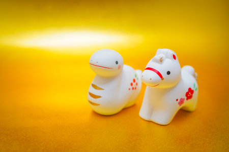 Passing the baton from the Year of the Snake to the Year of the Horse. Shooting Location: Kanagawa Ward, Yokohama Cityの写真素材