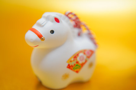 A plump zodiac horse clay bell ornament. Shooting Location: Kanagawa Ward, Yokohama Cityの写真素材