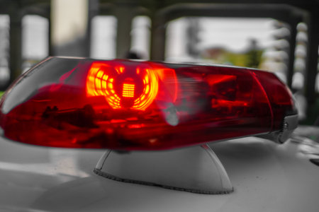 Illuminated red warning light. Shooting Location: Izumi Ward, Yokohama City