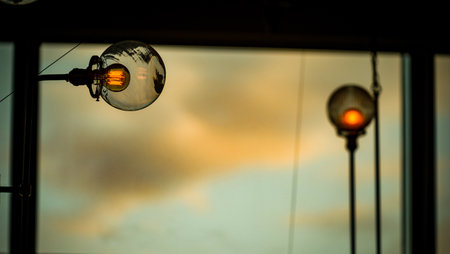 Evening sky and light bulb. Shooting Location: Minato Ward, Tokyo