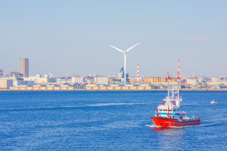 Windmill in Yokohama Port. Shooting Location: Naka Ward, Yokohama Cityの写真素材