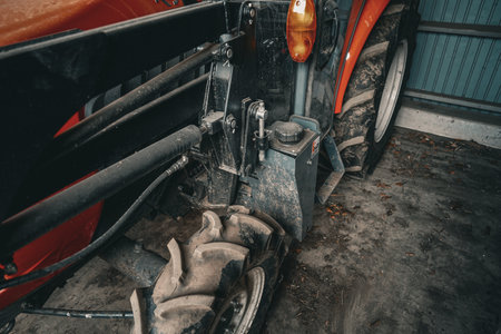 Agricultural tractor undercarriage. Shooting Location: Gunma Prefectureの写真素材