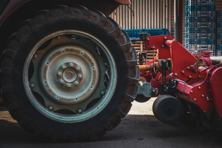 Large tires and work equipment. Shooting Location: Gunma Prefectureの写真素材