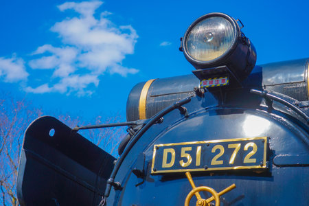 Blue sky and locomotive lights. Shooting Location: Setagaya Ward, Tokyoの写真素材