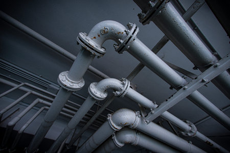 Heavy iron pipes. Shooting Location: Kanagawa Ward, Yokohama City