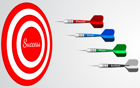 Darts target isolated vector. Shooting target in the center. Success business solutions concept.のイラスト素材
