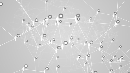 Social network connection people with molecule structure white background. Abstract futuristic digital technology graphic illustration concept.の写真素材