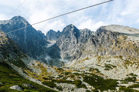 Hike in the Tatras Mountains, TatranskÃ¡ lomnice and cable car.の写真素材