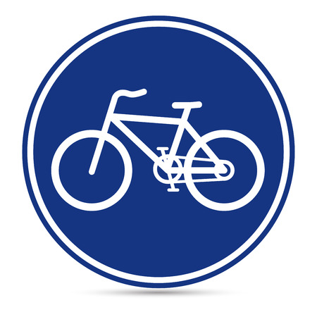 Traffic Sign, Bicycle Lane sign on white backgroundのイラスト素材