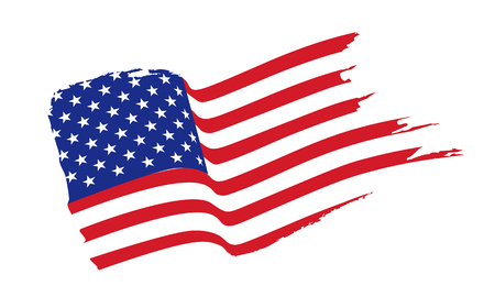 American flag, United States of America, USA. Flat vector isolated on white background.のイラスト素材