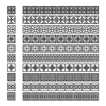 Asian frame ornament, pattern brush ,korean, chinese, japanese vector setのイラスト素材