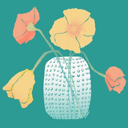 a vase with isolated flowersのイラスト素材