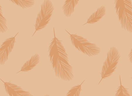 Seamless brown pattern from outline vector of feathers of fluffy birdsのイラスト素材