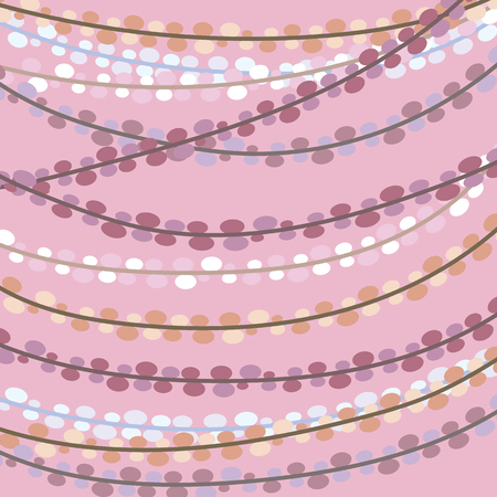 Delicate geometric long elongated stems, threads with colored balls on a light pink background.のイラスト素材