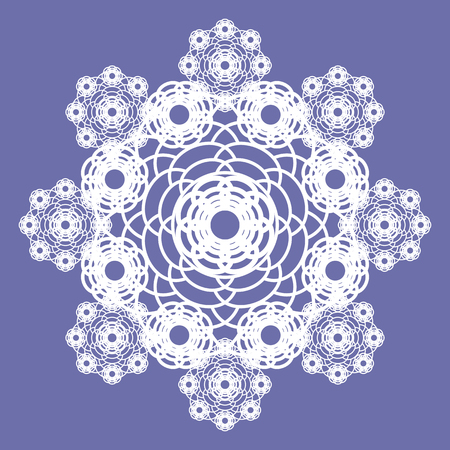 White lace floral napkin on blue backgroundのイラスト素材