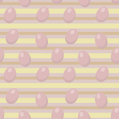 Delicate striped yellow pink with Easter eggs Easter festive seamless patternのイラスト素材
