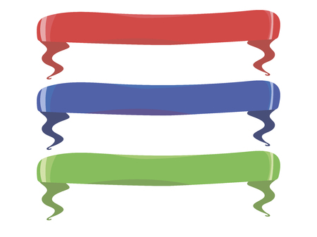 ribbons banners for awarding awards Shiny red blue green objects isolated on white backgroundのイラスト素材
