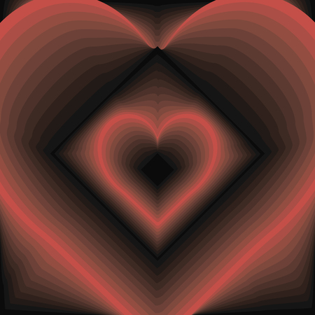 Red heart and black rhombus flowing into each other, playing cards concept backgroundのイラスト素材