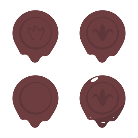 burgundy wax seal with an imprint of a flower with glitter vector isolated on a white backgroundのイラスト素材