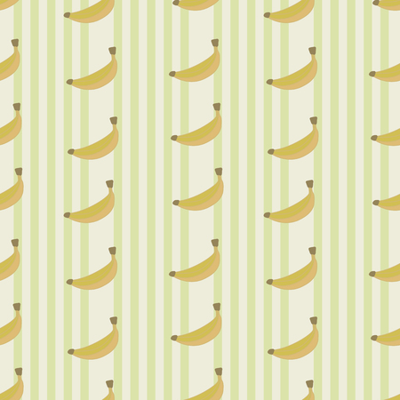 bananas yellow fruits with beige vertical stripes seamless vector patternのイラスト素材