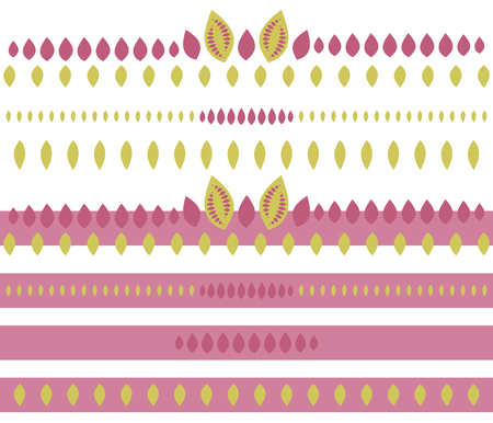 pink stripes patterns plant seeds princess beautiful girls cute yellow vector objects isolated on white backgroundのイラスト素材