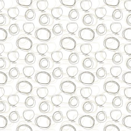 thin dark gray strokes circles comics balls two layers translucent drawing article newspaper lines elements by hand simple geometric seamless pattern against white backgroundのイラスト素材