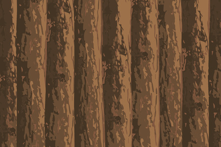 Brown vector pine tree wall forest background.のイラスト素材