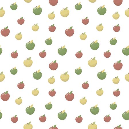 Seamless color pattern with small volumetric apples on a white background.のイラスト素材