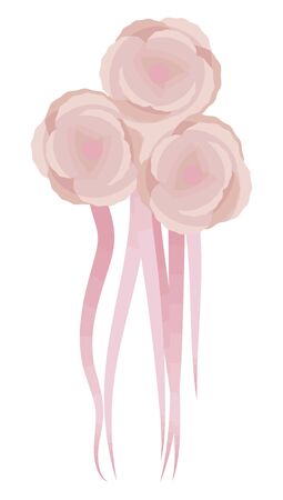 Rosette light tender festive with ribbons of pink light color from roses isolated object on a white background.のイラスト素材