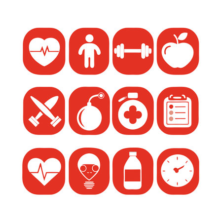 Health and Fitness Icon Set Vector Illustrationのイラスト素材