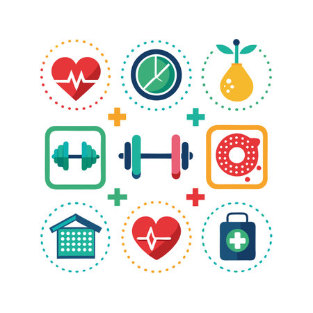 Health and Fitness Icon Set Vector Illustrationのイラスト素材