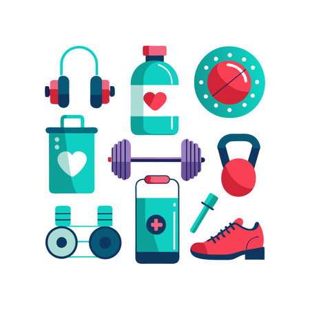 Health and Fitness Icon Set Vector Illustrationのイラスト素材