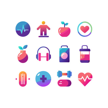 Health and Fitness Icon Set Vector Illustrationのイラスト素材