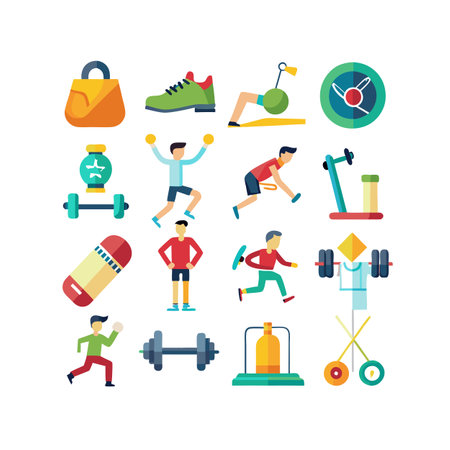 Health and Fitness Icon Set Vector Illustrationのイラスト素材