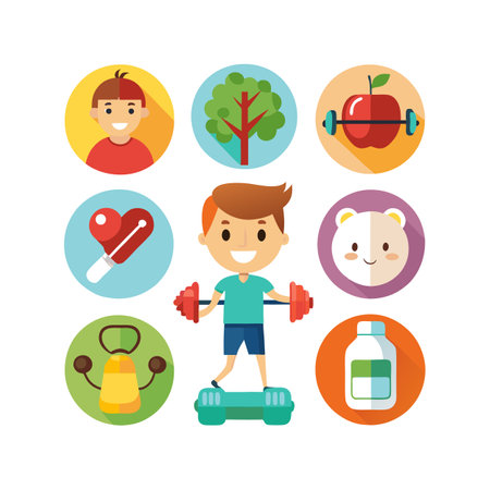 Health and Fitness Icon Set Vector Illustrationのイラスト素材