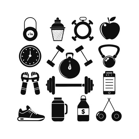 Health and Fitness Icon Set Vector Illustrationのイラスト素材