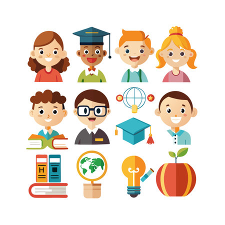 Education and Learning Icon Set Collection Vector Illustrationのイラスト素材