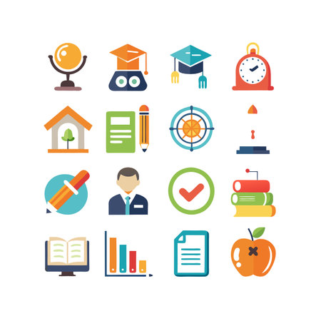 Education and Learning Icon Set Collection Vector Illustrationのイラスト素材