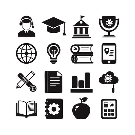 Education and Learning Icon Set Collection Vector Illustrationのイラスト素材
