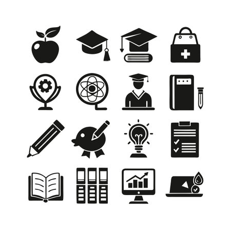 Education and Learning Icon Set Collection Vector Illustrationのイラスト素材