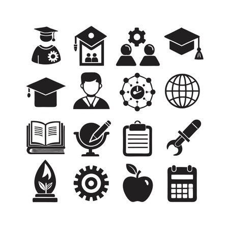Education and Learning Icon Set Collection Vector Illustrationのイラスト素材