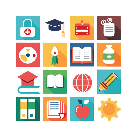 Education and Learning Icon Set Collection Vector Illustrationのイラスト素材